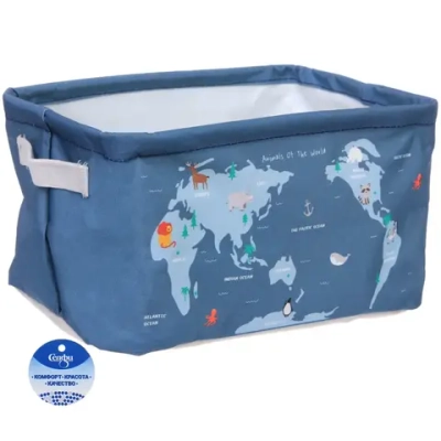 Коробка для хранения с ручками «Карта мира», 28*20*16см (лейбл Селфи)