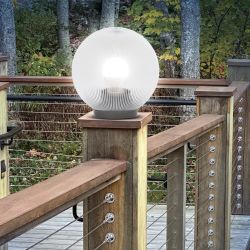 Садово-парковый светильник ЭРА НТУ 02-60-202 шар прозрачный призма на опору / кронштейн IP44 Е27 max60Вт d200mm | Садово-парковые светильники