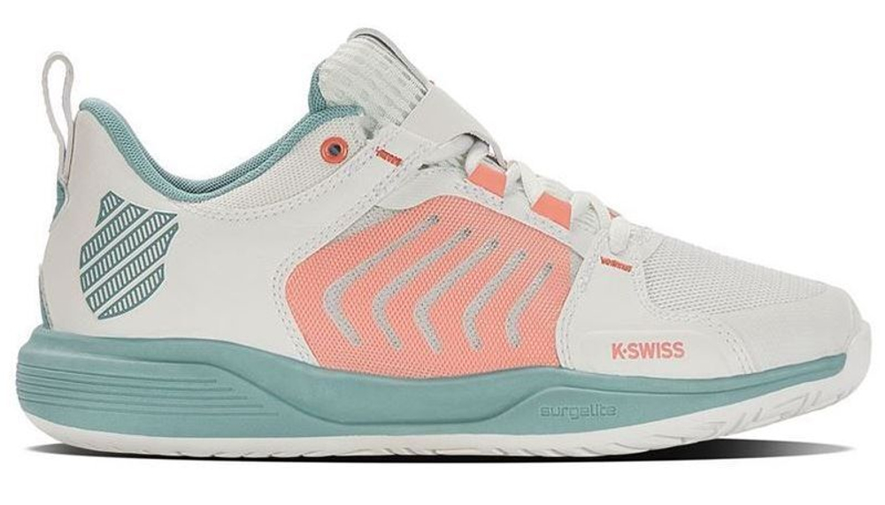 Женские Кроссовки теннисные K-Swiss Ultrashot Team - blanc de blanc/nile blue/desert flower