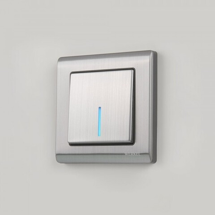 Выключатель одноклавишный с подсветкой (глянцевый никель)