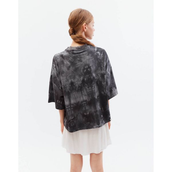 Футболка укороченная оверсайз тай-дай темно-серая - фото 7