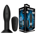 Черный анальный вибростимулятор 13см с пультом ДУ Mr.Play Rotation Beads Anal Plug BI-040079W-MR