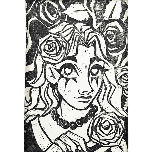Пономаренко Г. E. Дама в Розах. Линогравюра. Россия, 2025