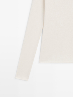 Massimo Dutti Футболка из смесового хлопка с открытыми плечами, натуральный\кремовый