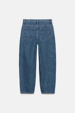 ZARA ЗАУЖЕННЫЕ ДЖИНСЫ СО СРЕДНЕЙ ПОСАДКОЙ — ZW COLLECTION, СИНИЙ