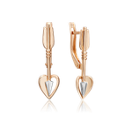 Серьги «Стрелы Купидона» с английским замком из красного золота