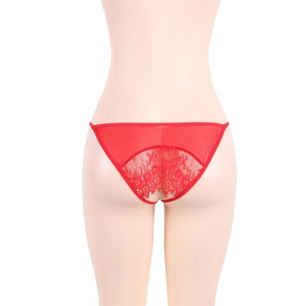 Комплект белья красный: бра, стринги и пояс с ремешками (размер M-L)