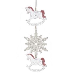 GAEM Украшение новогоднеe подвеска"Снежинка с лошадками", L6,5 W0,5 H18 см