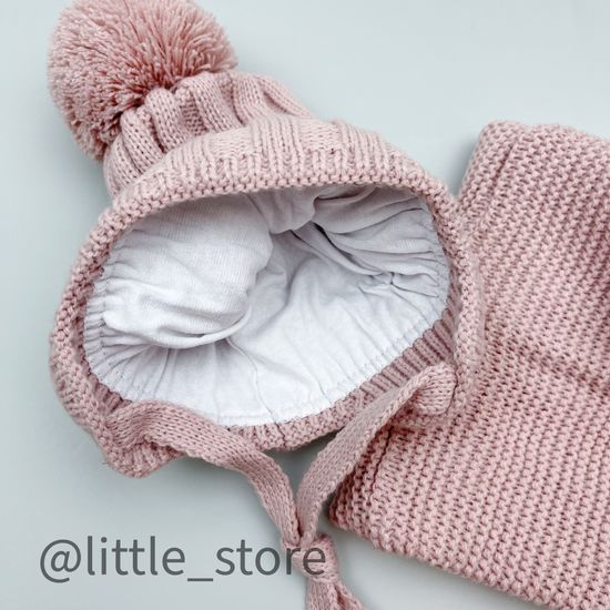 Шапка демисезонная "Единорог" со снудом, Пудра