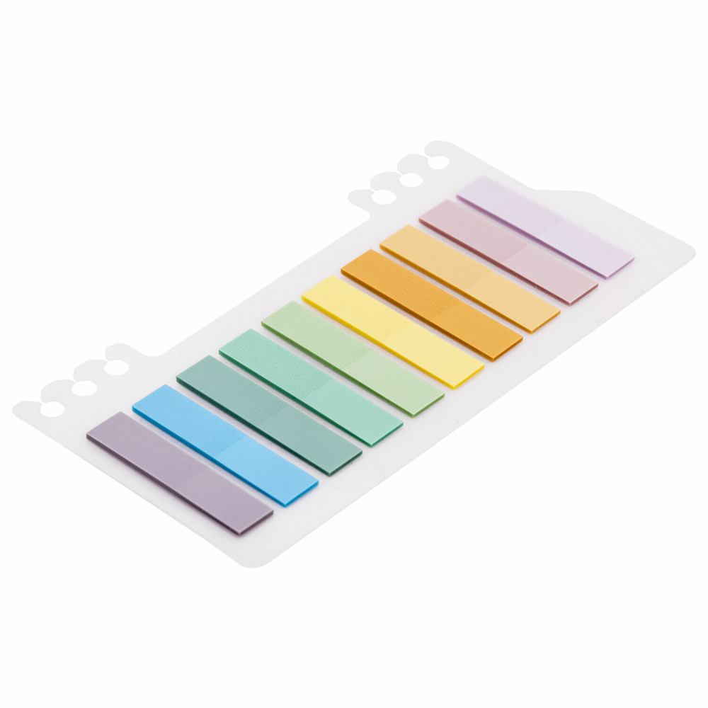 Закладки клейкие пастельные BRAUBERG PASTEL пластиковые 45х10 мм 10 цветов х 20 листов (12 штук в упаковке)