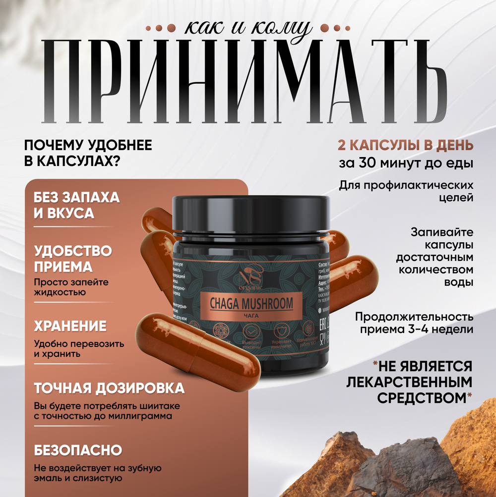 Гриб Чага Березовая капсулы 60 шт по 350 мг