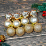 Шар новогодний 12шт 5см, цвет шампань, пластик