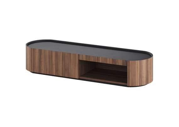 Тумба Lagom под ТВ 1 ящик 1 полка ширина 140 см (орех, черный)