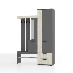 Прихожая "Трамп" Графит/дуб крафт белый