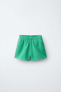 ZARA ОДНОТОННЫЕ ШОРТЫ ИЗ ТКАНИ ПИКЕ, ЗЕЛЕНЫЙ