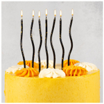 Свечи для торта «Волна Искры» в черном цвете с подставкой 13 см, 12 шт