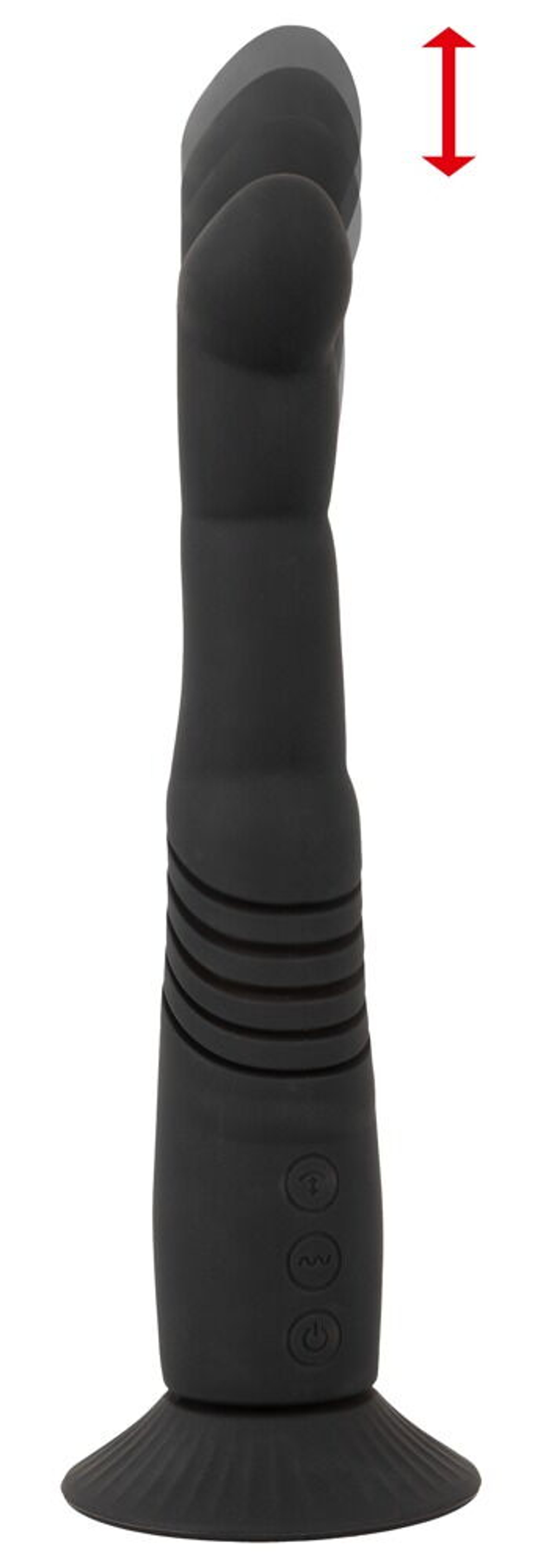 Черный вибратор с поступательными движениями G and P-Spot Thrusting Vibrator - 23 см.