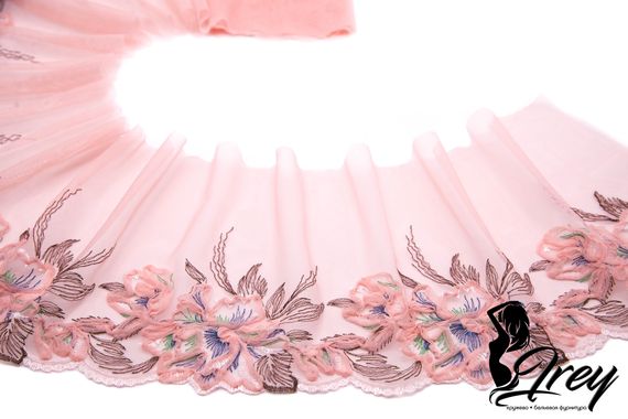 05-79 Вышивка на неэл. сетке 20 см, пудра/кофе (левая)