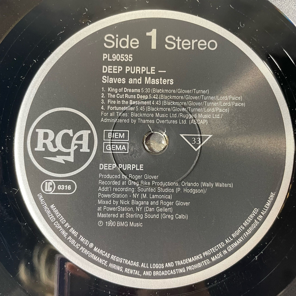 Винтажная виниловая пластинка LP Deep Purple Slaves And Masters (Германия 1990) King Of Dreams