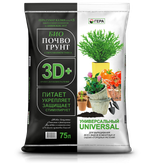 БИОПочвоГрунт 3D+ Универсальный, 5л, 10л, 25л, 50л, 75л.