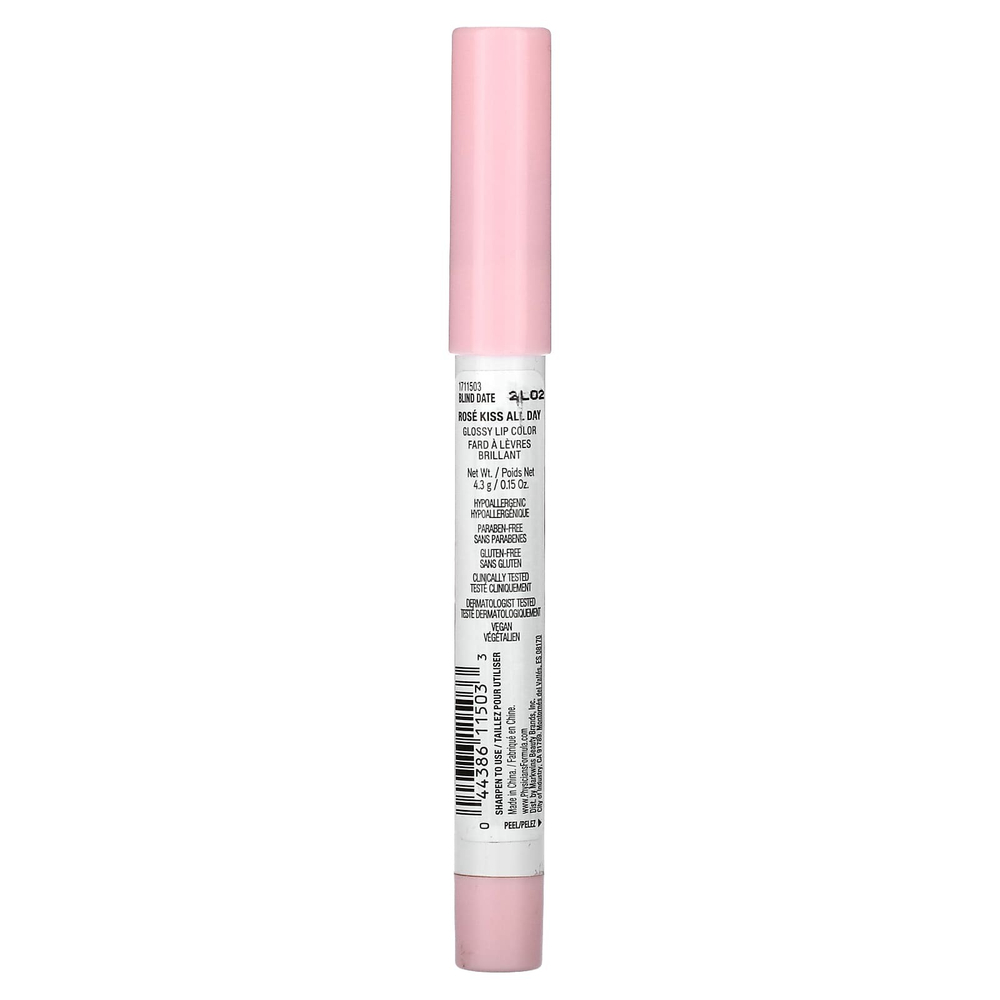 Physicians Formula, Rosé Kiss All Day, блестящая губная помада, 1711503, «слепая», 4,3 г (0,15 унции)