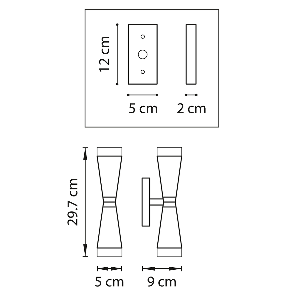 807627 Бра PUNTO 2х10W G9 (Led) ЧЕРНЫЙ