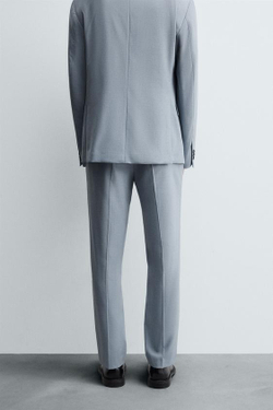 ZARA КОСТЮМНЫЕ БРЮКИ SLIM FIT, НЕБЕСНО-ГОЛУБОЙ