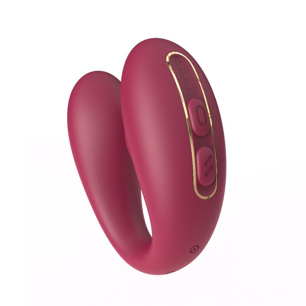 Бордовый вакуумный вибратор для пар Talia с пультом ДУ