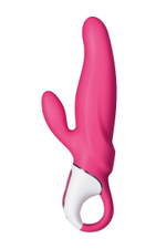 Ярко-розовый вибратор Satisfyer Mr. Rabbit с клиторальным отростком - 22,1 см. (Цвет: ярко-розовый)