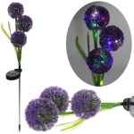 Светильник на солн.батарее (фигура на спице с подсветкой) «Одуванчики» 75 см, Фиолетовый (свечение мультицвет)
