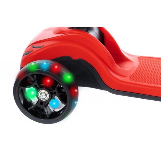 Самокат-беговел 3 в 1 Scooter Micar Transformer складной со светящимися колесами, сиденьем и родительской ручкой черно-красный