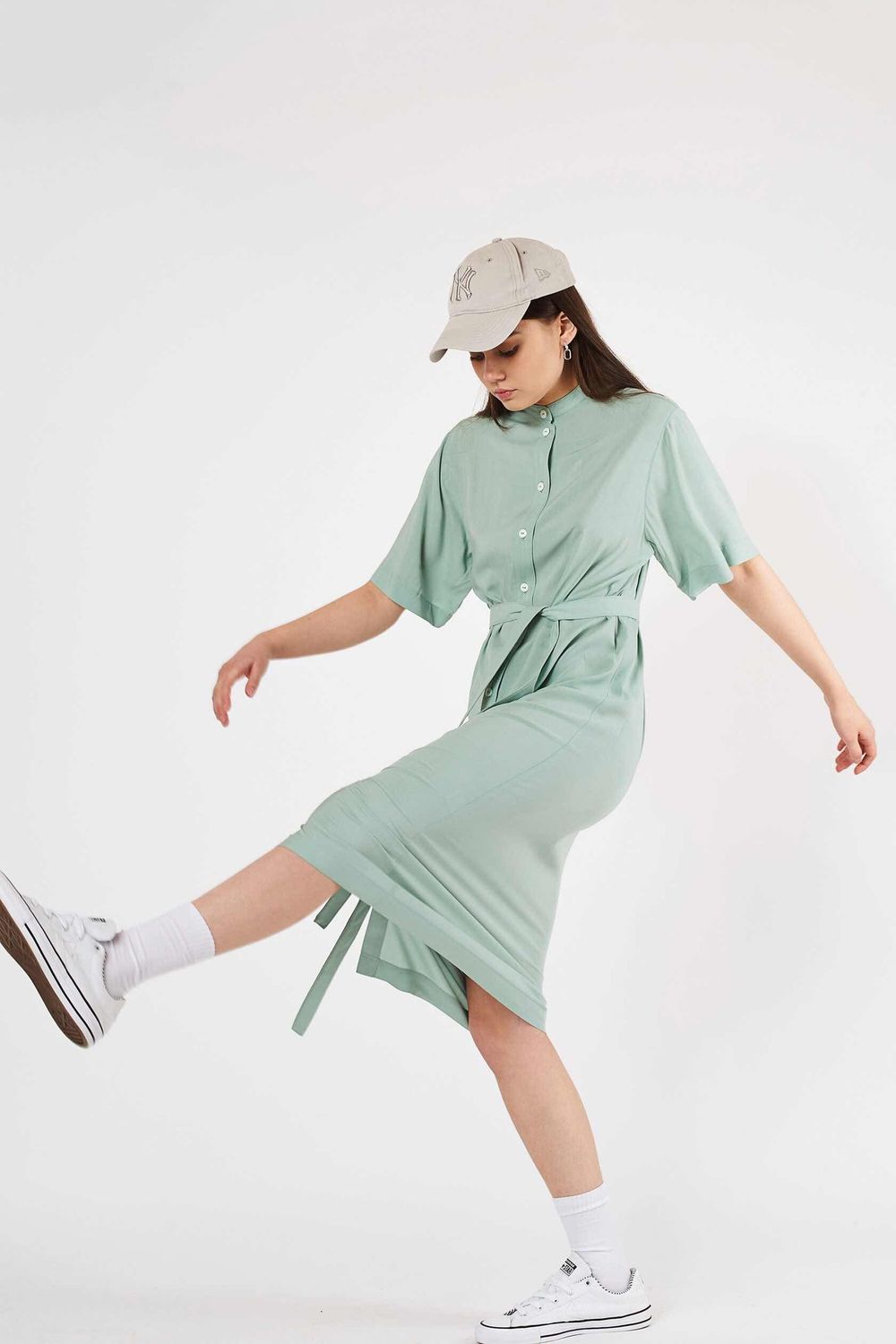 Платье Рубашка FOS Вискоза Зеленое