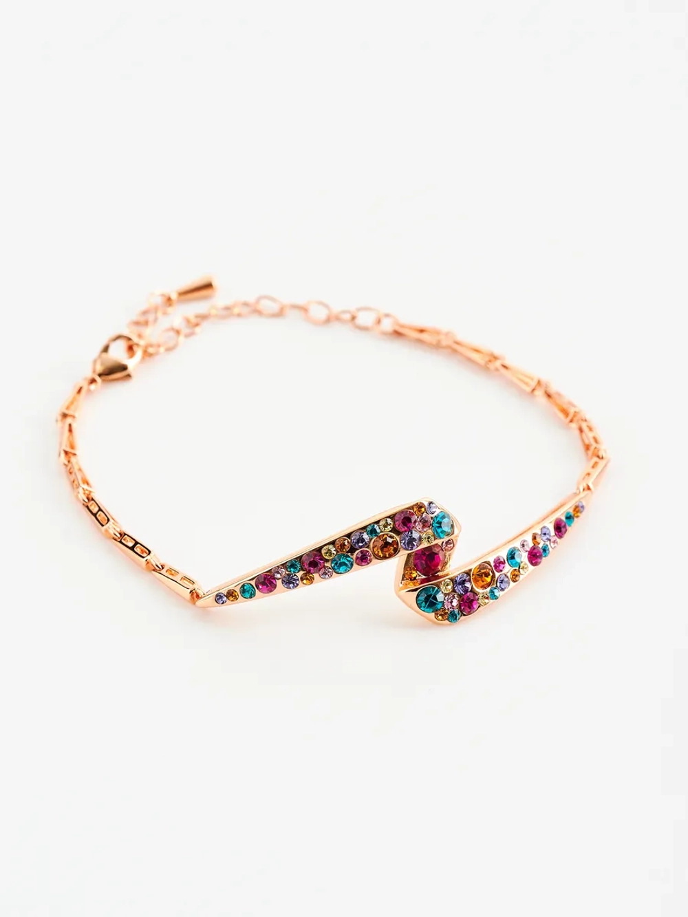 Браслет Молния с разноцветными кристаллами Swarovski