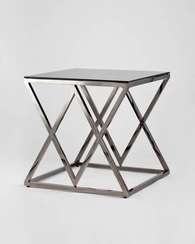 Журнальный стол 55*55 ИНСИГНИЯ сталь темный хром стекло smoke