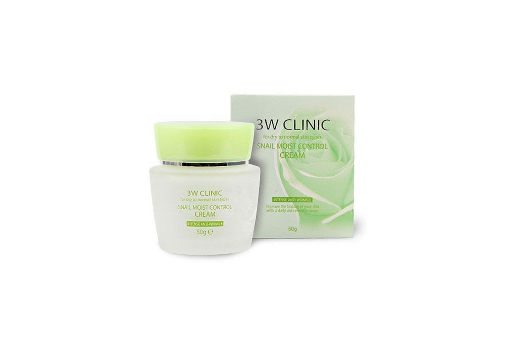 3W CLINIC Крем для лица  с улиточным муцином Snail Moist Control Cream, 50