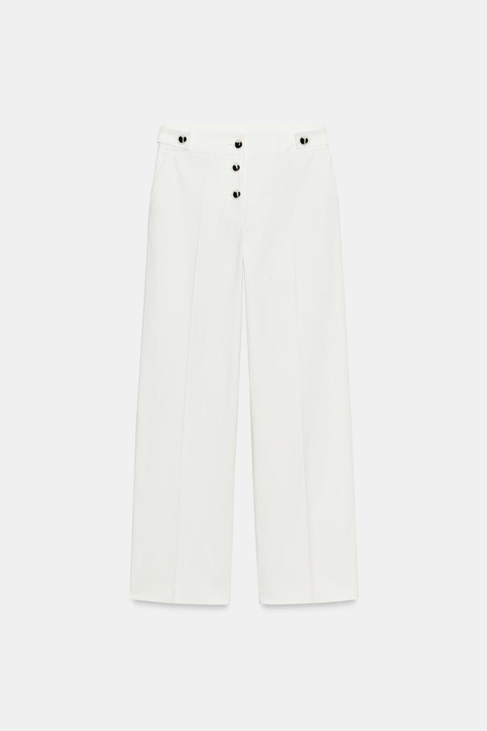 ZARA БРЮКИ С МЕТАЛЛИЧЕСКИМИ ПУГОВИЦАМИ, ЭКРЮ