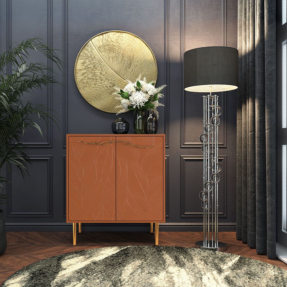 Комод Арт Колор leaves Стайл Голд с 2 полками Томленый оранжевый