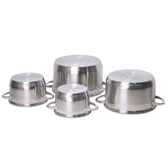 Набор кастрюль 8 предметов Kamille KM 4707S из нержавеющей стали (1,8 л; 2,3 л; 5,8 л; 7,8 л. 7-ми слойное дно)