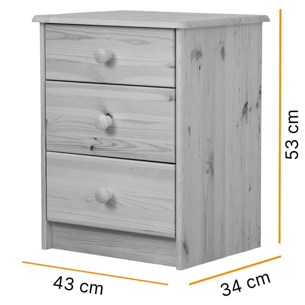 Комод 3 ящика Хаба из массива сосны, 43х34х53, в натуральной отделке