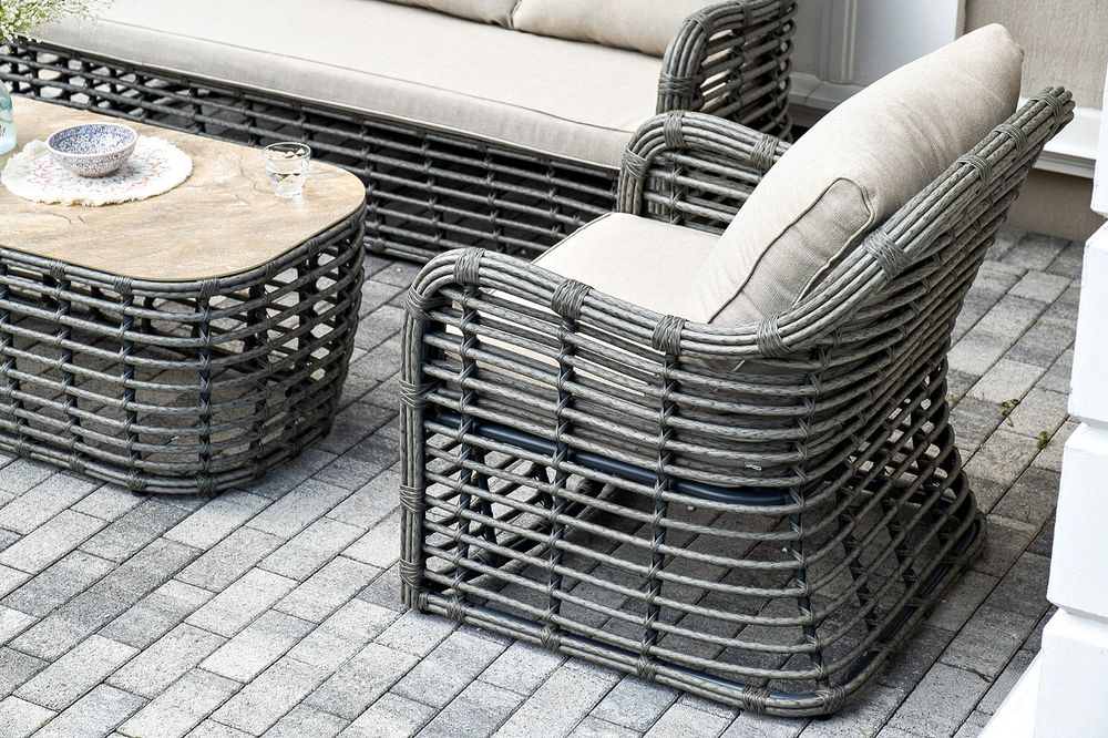 "Ницца" лаунж-зона из искусственного ротанга, цвет серый