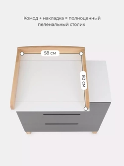 Комод пеленальный Rant Indy 80/3 Moon Grey
