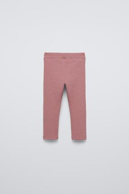 ZARA ЛЕГИНСЫ В РУБЧИК С НАШИВКОЙ, ТЕМНО-РОЗОВЫЙ