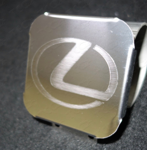 Заглушка на фаркоп под квадрат 50x50 с логотипом Lexus, (нерж.сталь) TCUZLEX1