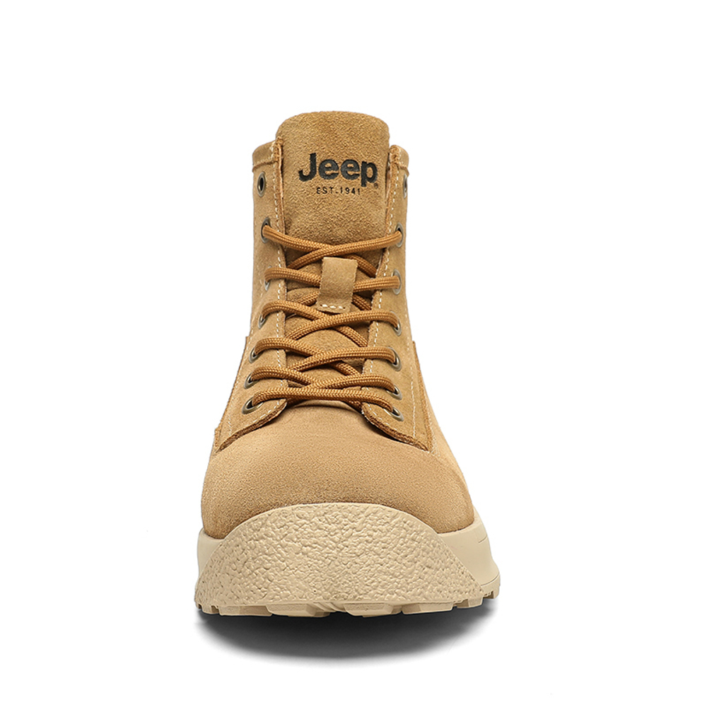 Jeep Cow Split Leather Work Boots Men"s Earth Yellow