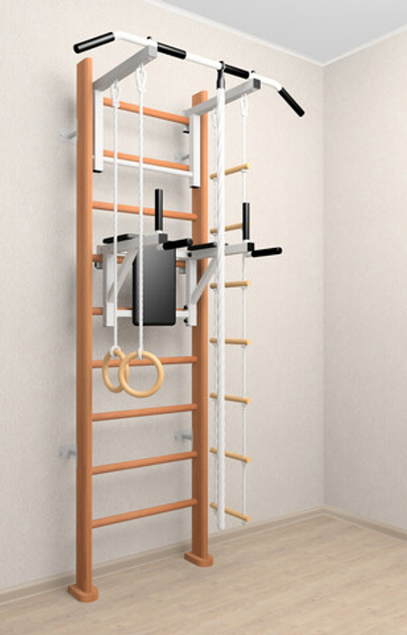 Деревянная шведская стенка Sv Sport 904о (Турник стандарт/Брусья/Канат/Кольца/Лестница)