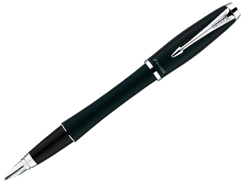 Ручка Parker Urban, цвет - черный металлик,  декоративное перо