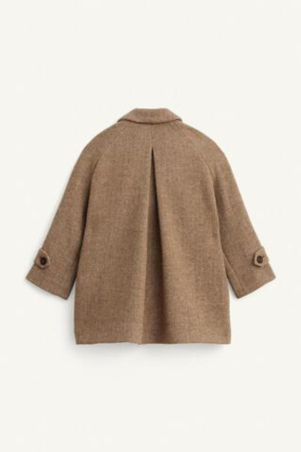 ZARA ПАЛЬТО ИЗ СМЕСОВОЙ ШЕРСТИ, ТЕМНО-БЕЖЕВЫЙ