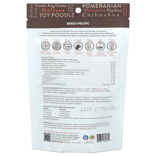 NaturVet, Toy & Small Breeds, For Dogs, Hickory Smoked Bacon, 60 Soft Chews, 4.6 oz (132 g)