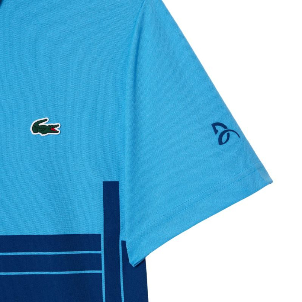 Мужское теннисное поло Lacoste Tennis x Novak Djokovic Fan Version - небесный