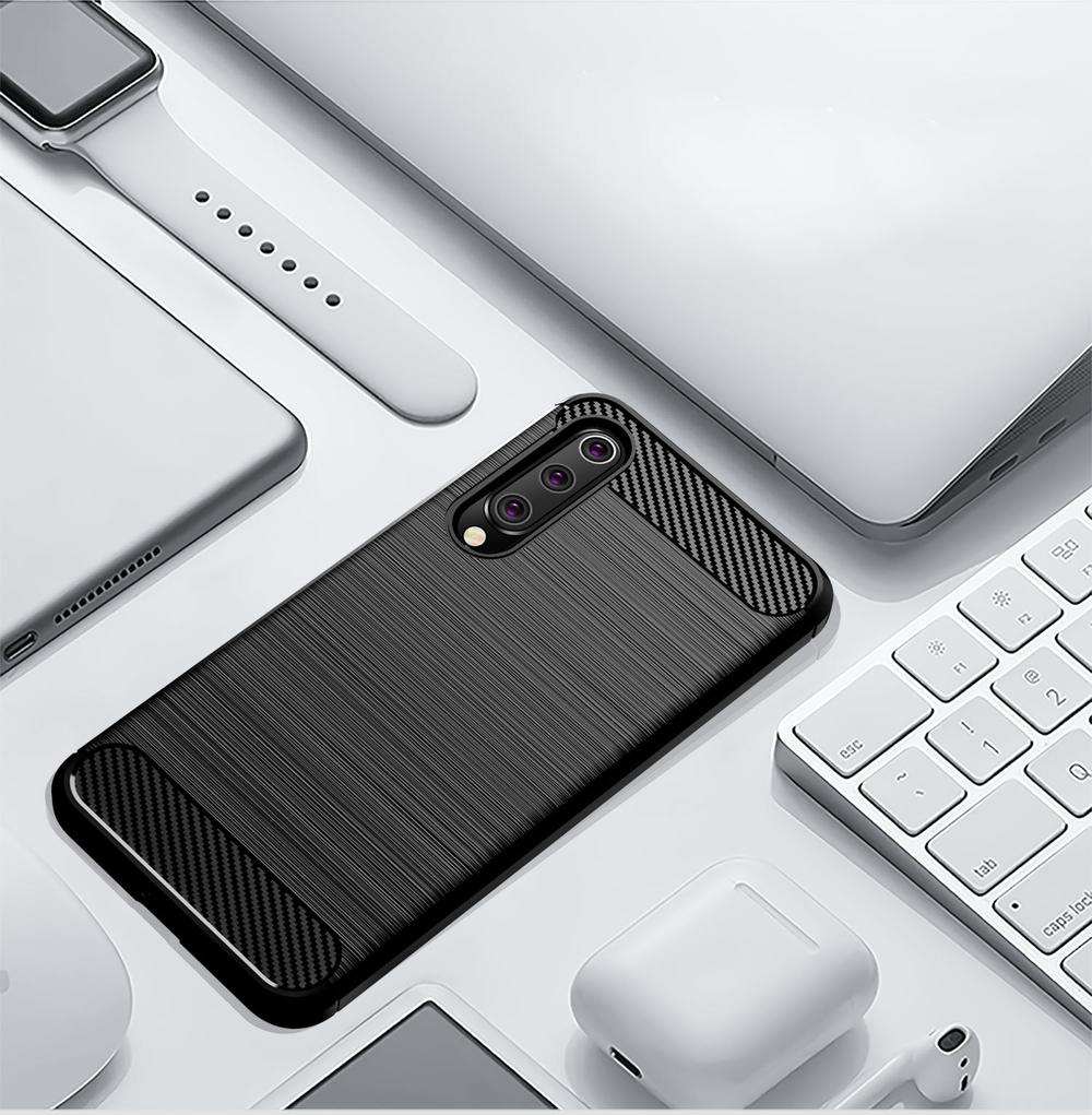 Чехол для Xiaomi Mi 9 SE цвет Black (черный), серия Carbon от Caseport